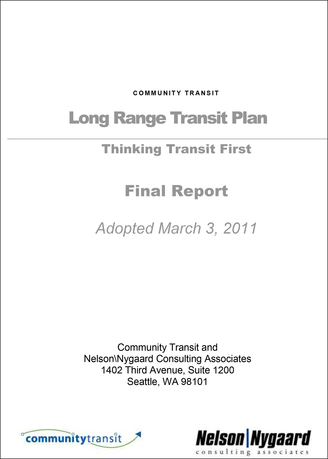 Community Transit 2011 Long Range Plan