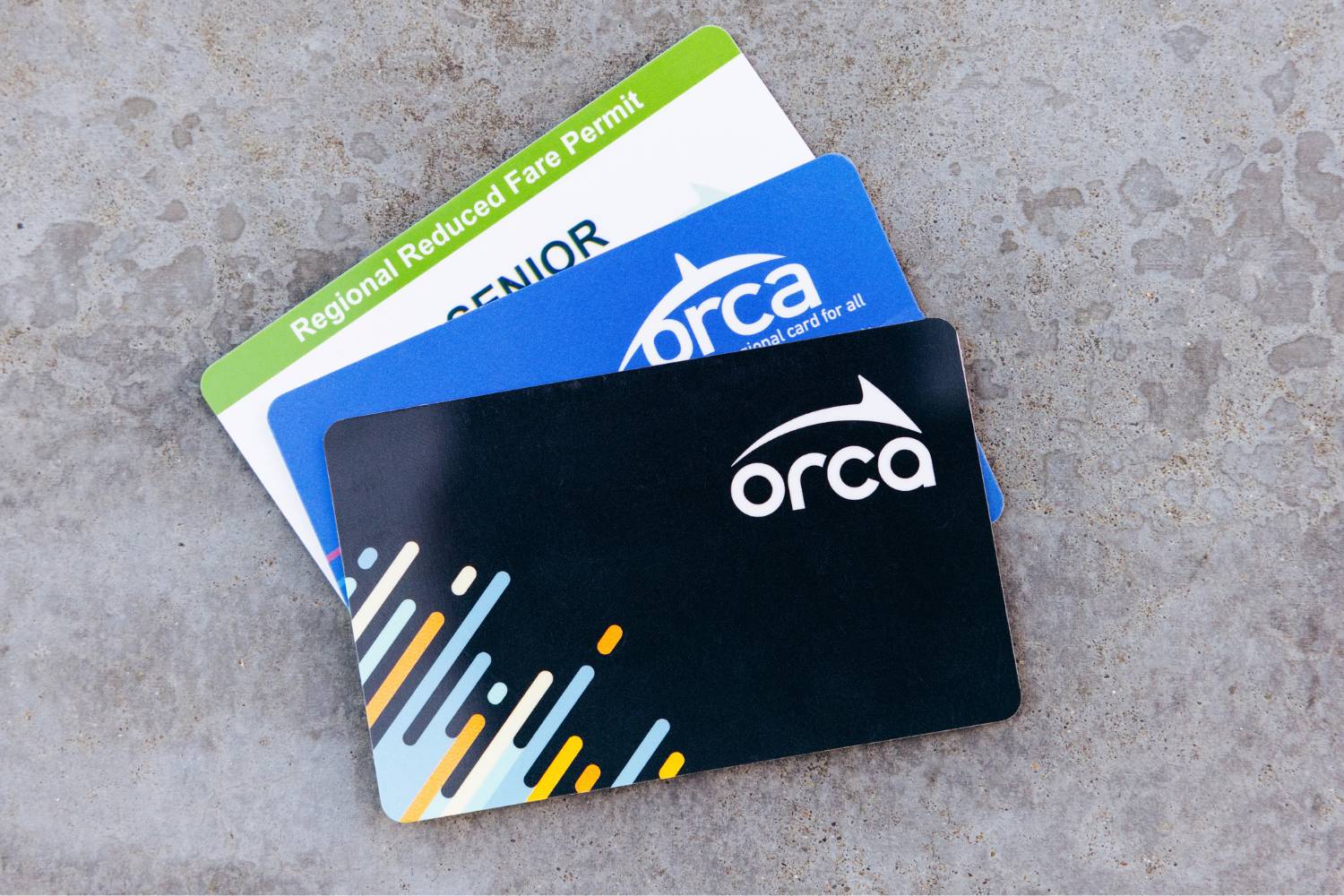 Different options for ORCA cards pictured: Next Generation, Classic and Reduced Fare Permit