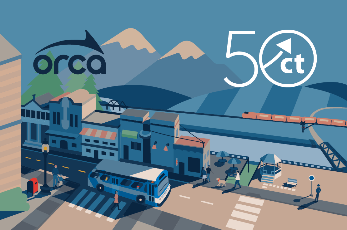 the design of the Community Transit 50th anniversary ORCA card
