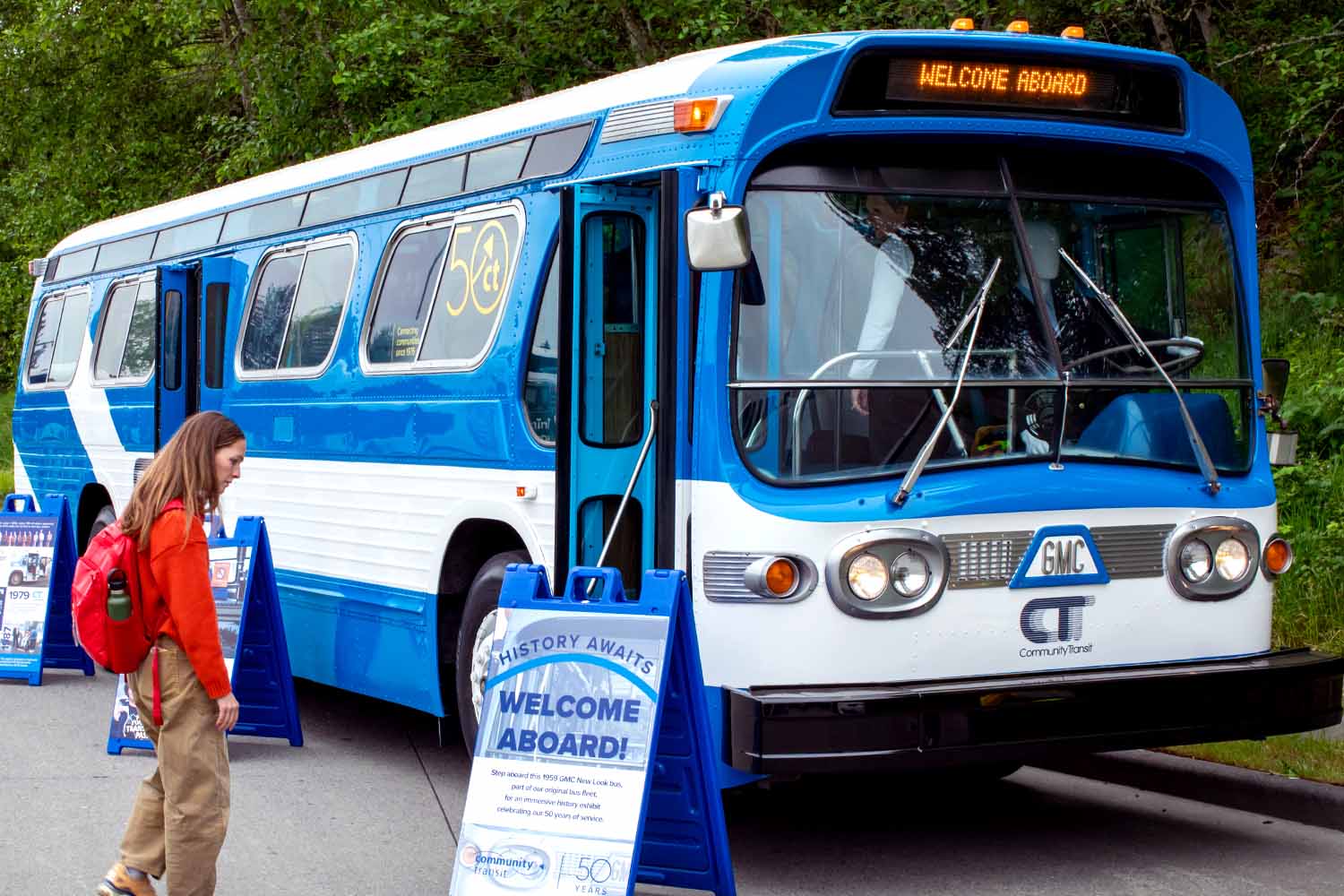 Traveling history exhibit CT's classic GMC bus Bluebell serving as a mobile transit museum