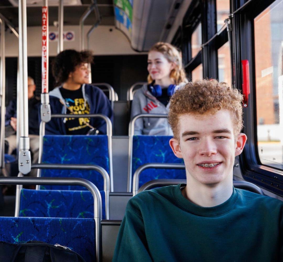 Apollo enjoys taking transit with his friends.