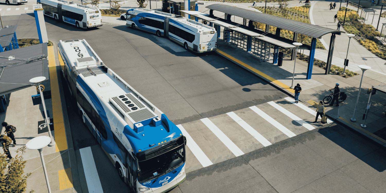 Swift buses at Lynnwood City Center Station