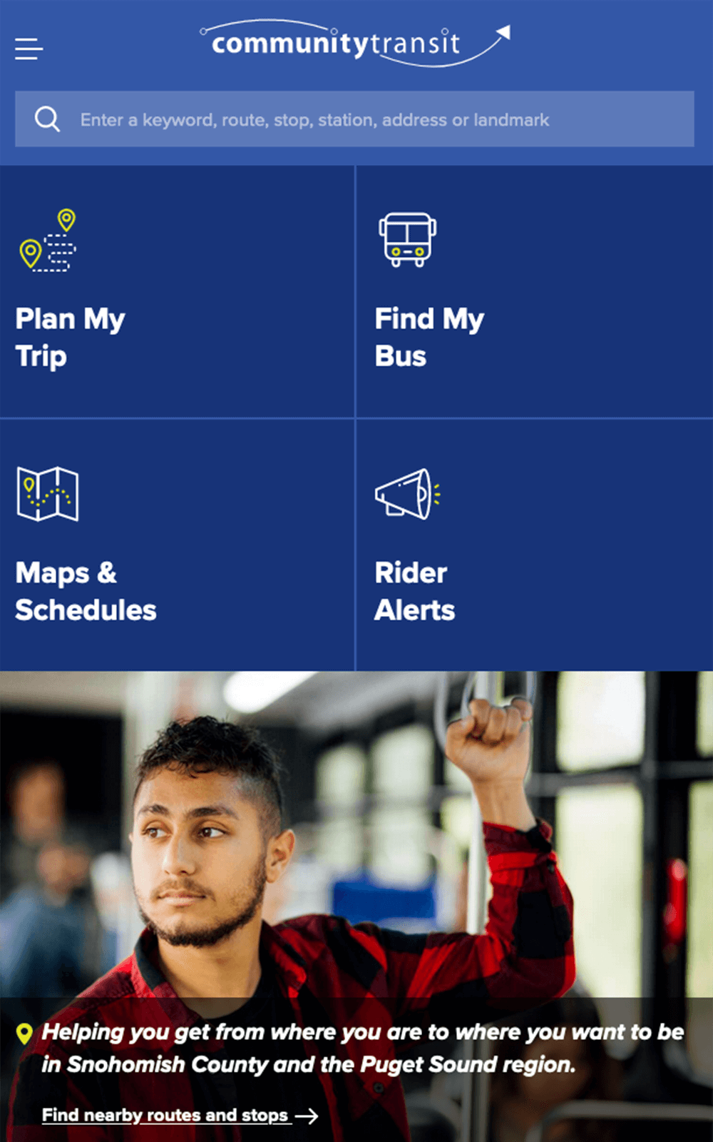 The new Community Transit home page