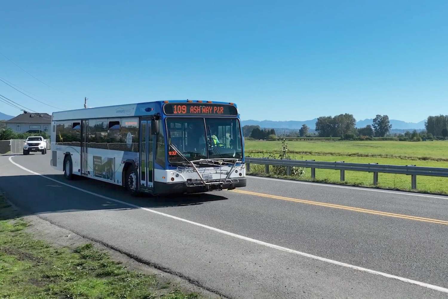 A Community Transit bus serves Route 109 to Ash Way Park and Ride