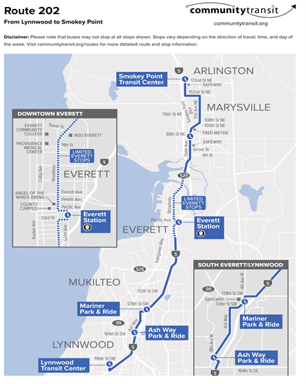 A picture of a new route map on the Community Transit Website