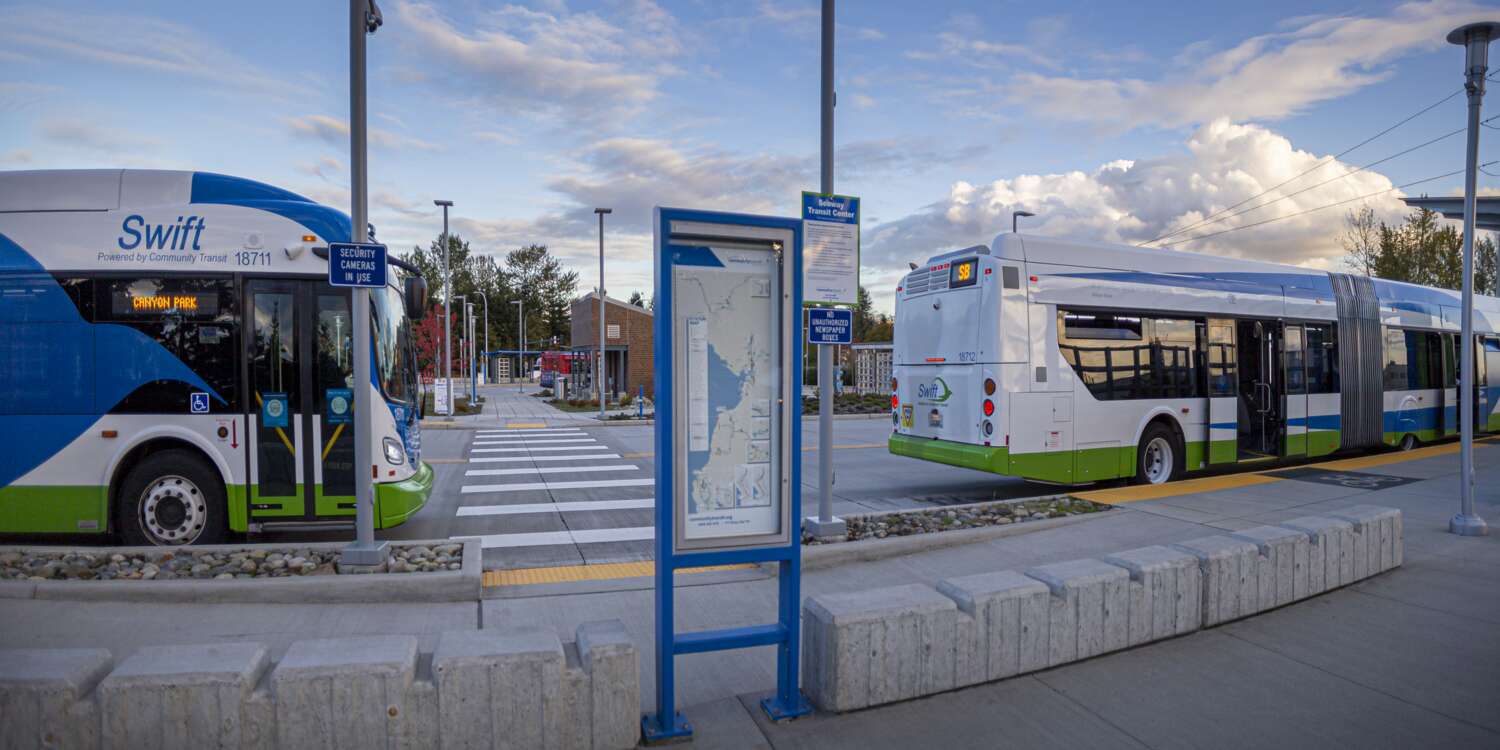 Community Transit Busses at a bus stop