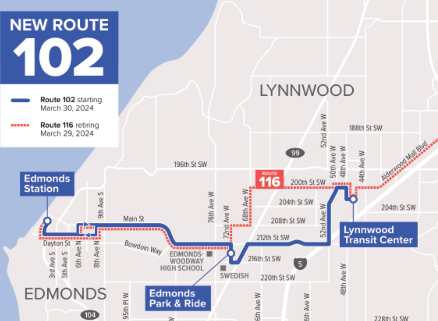 A map of new route 102