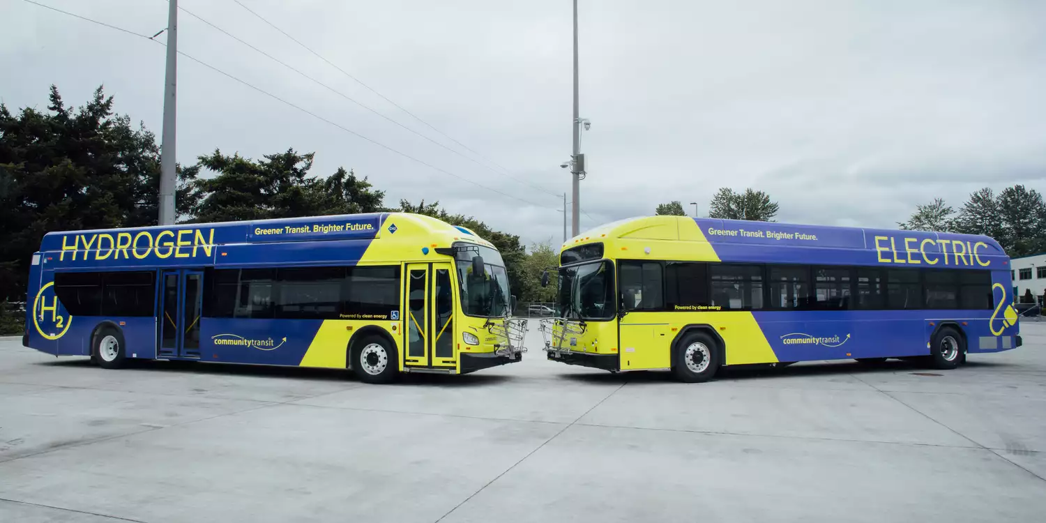 Zero emission hydrogen and battery electric buses