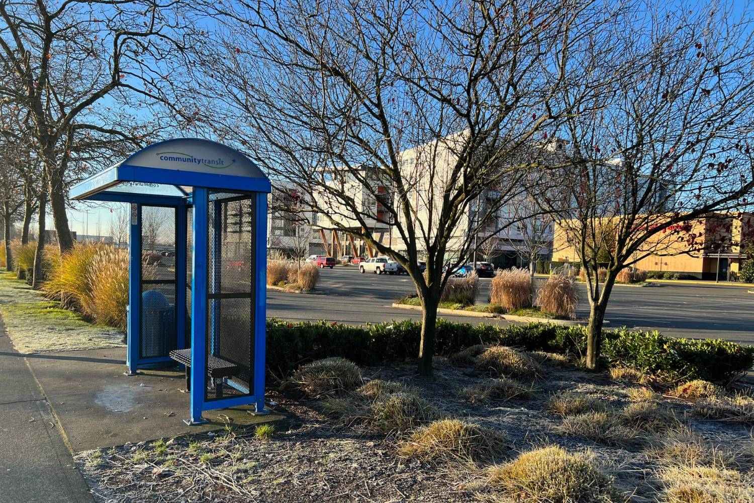 A Community Transit stop near Alderwood Mall in Lynnwood