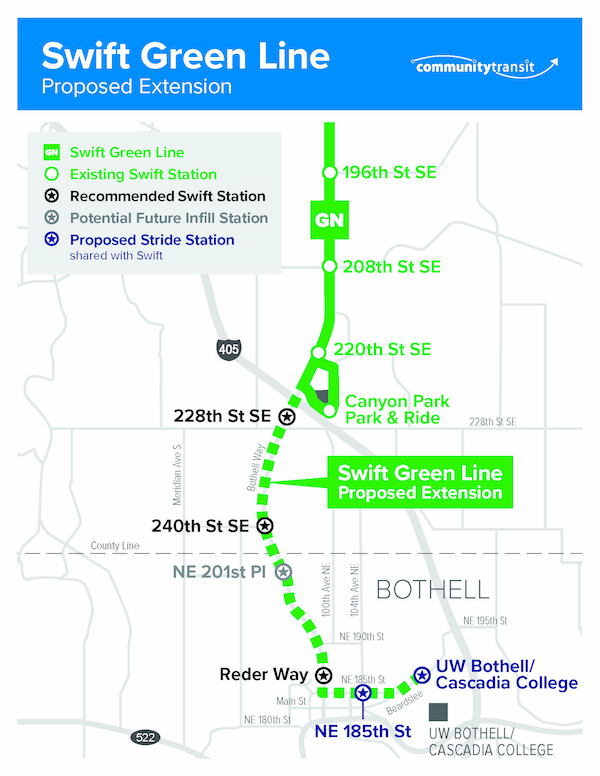 A map showing the Swift Green Line Extension project