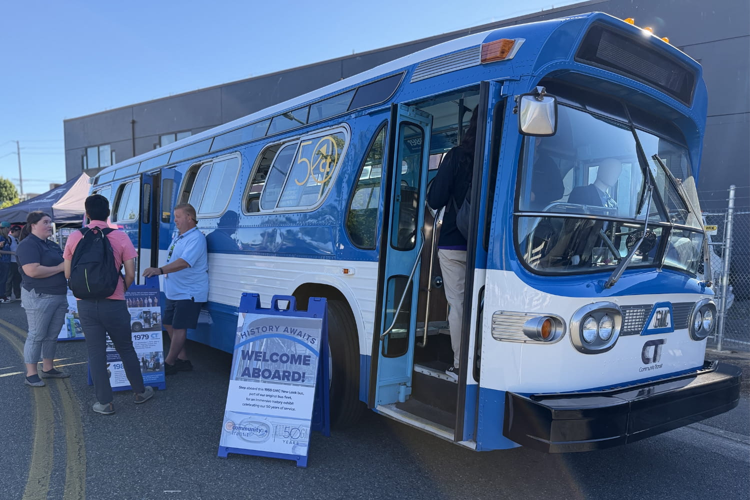 Bluebell: CT's Mobile Museum Visitors step aboard Bluebell, Community Transit's mobile museum in Everett.