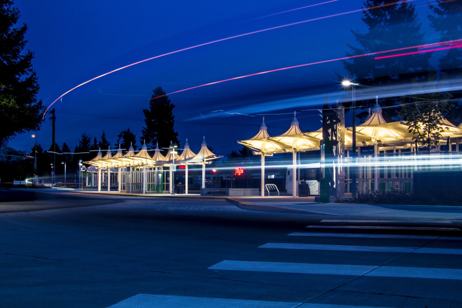 Seaway Transit Center at night