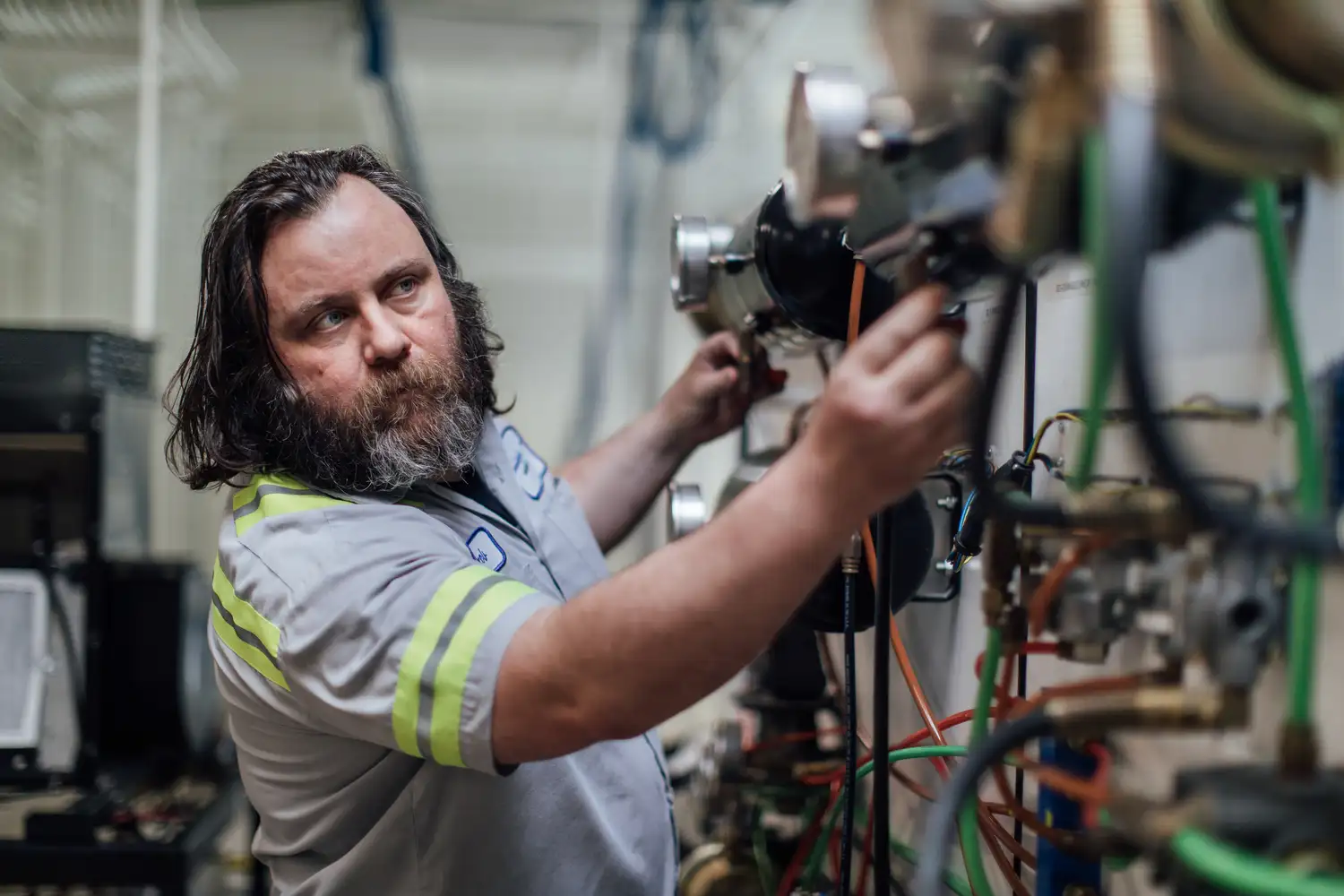a Community Transit mechanic testing equipment