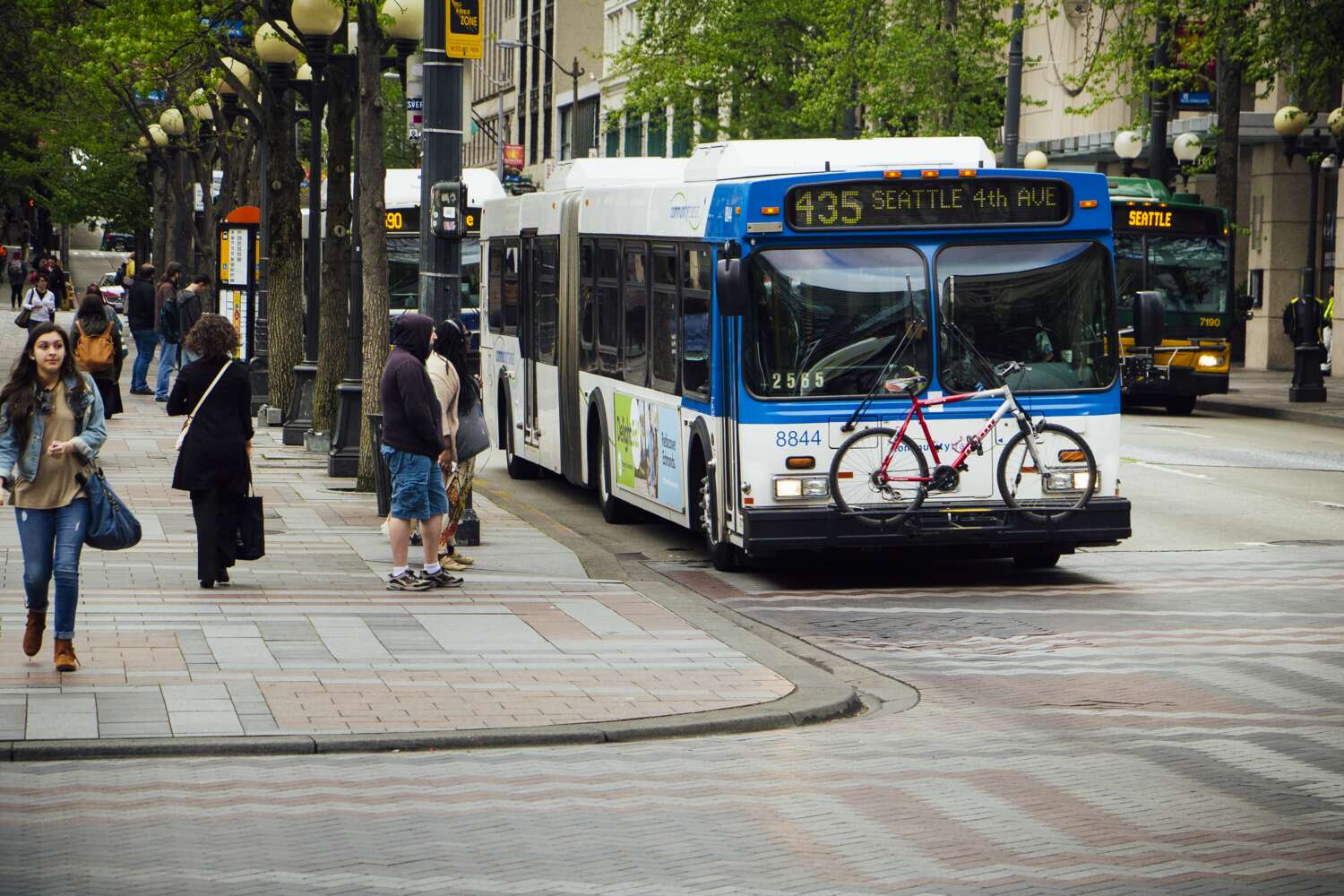 Image of Community Transit bus stopping for pedestrians