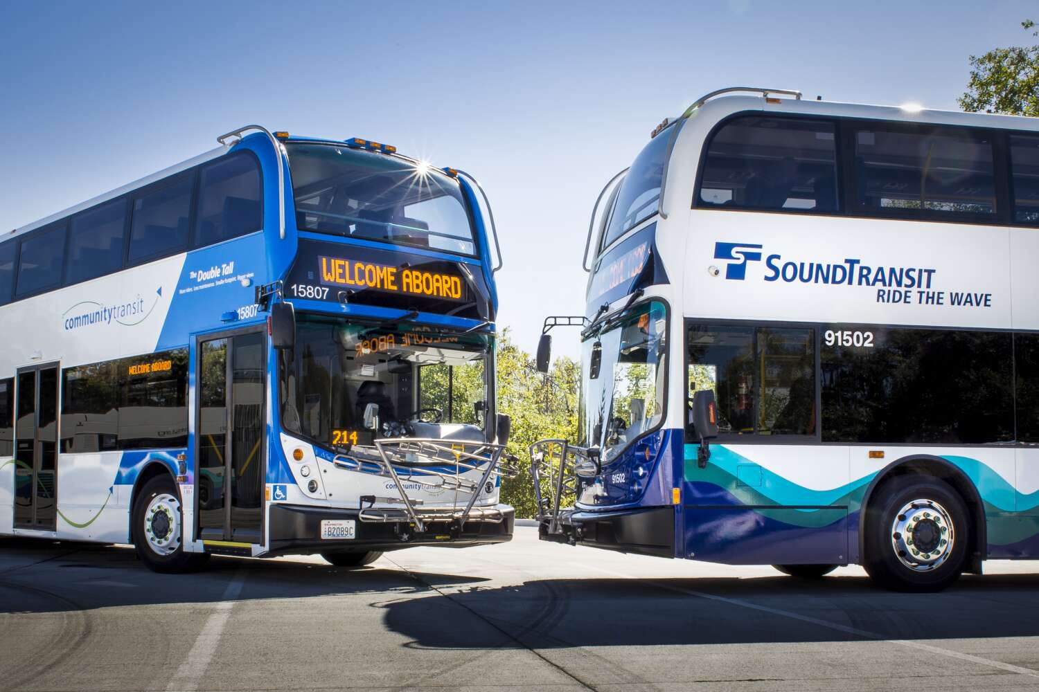 Community Transit and Sound Tranist double tall buses