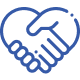 icon of two hands shaking forming a heart shape