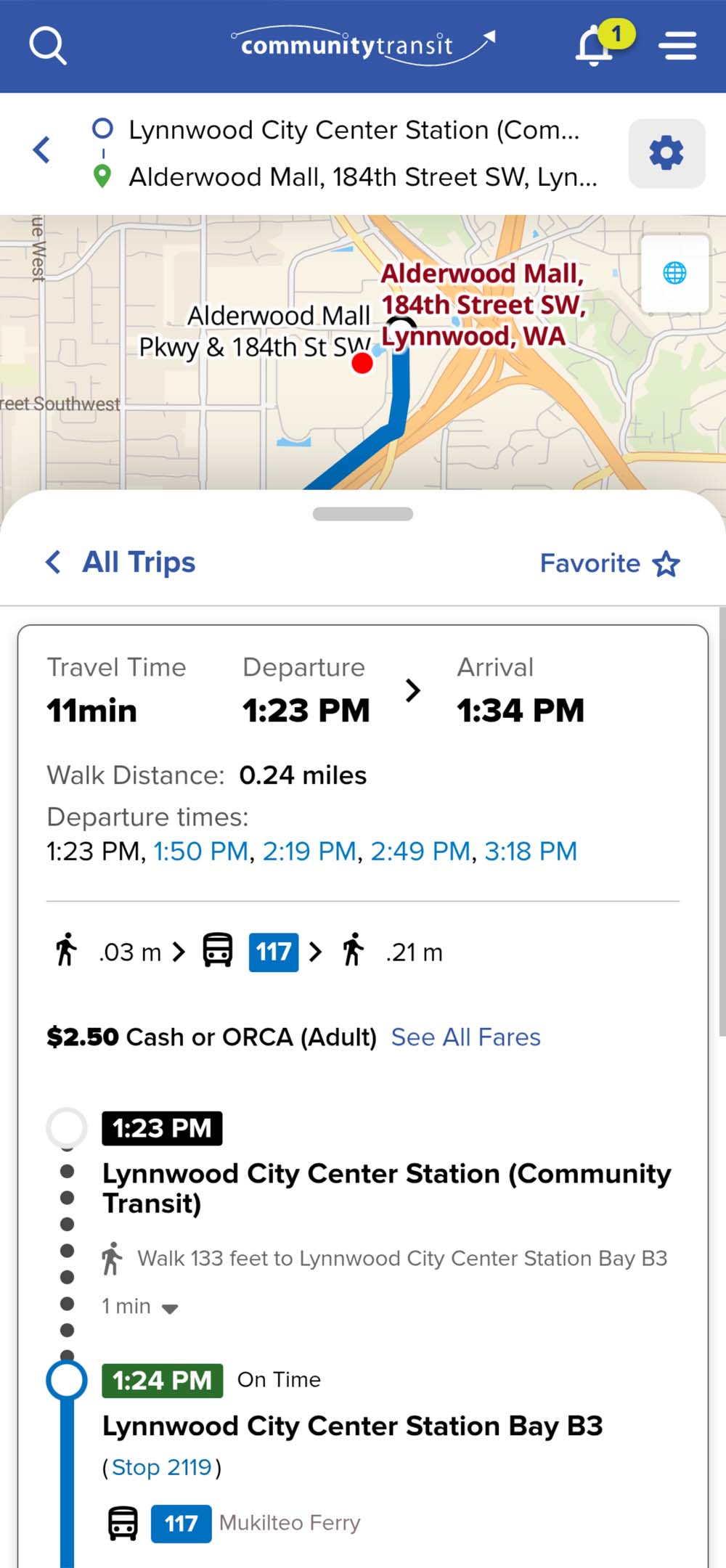 Plan My Trip map and itinerary example