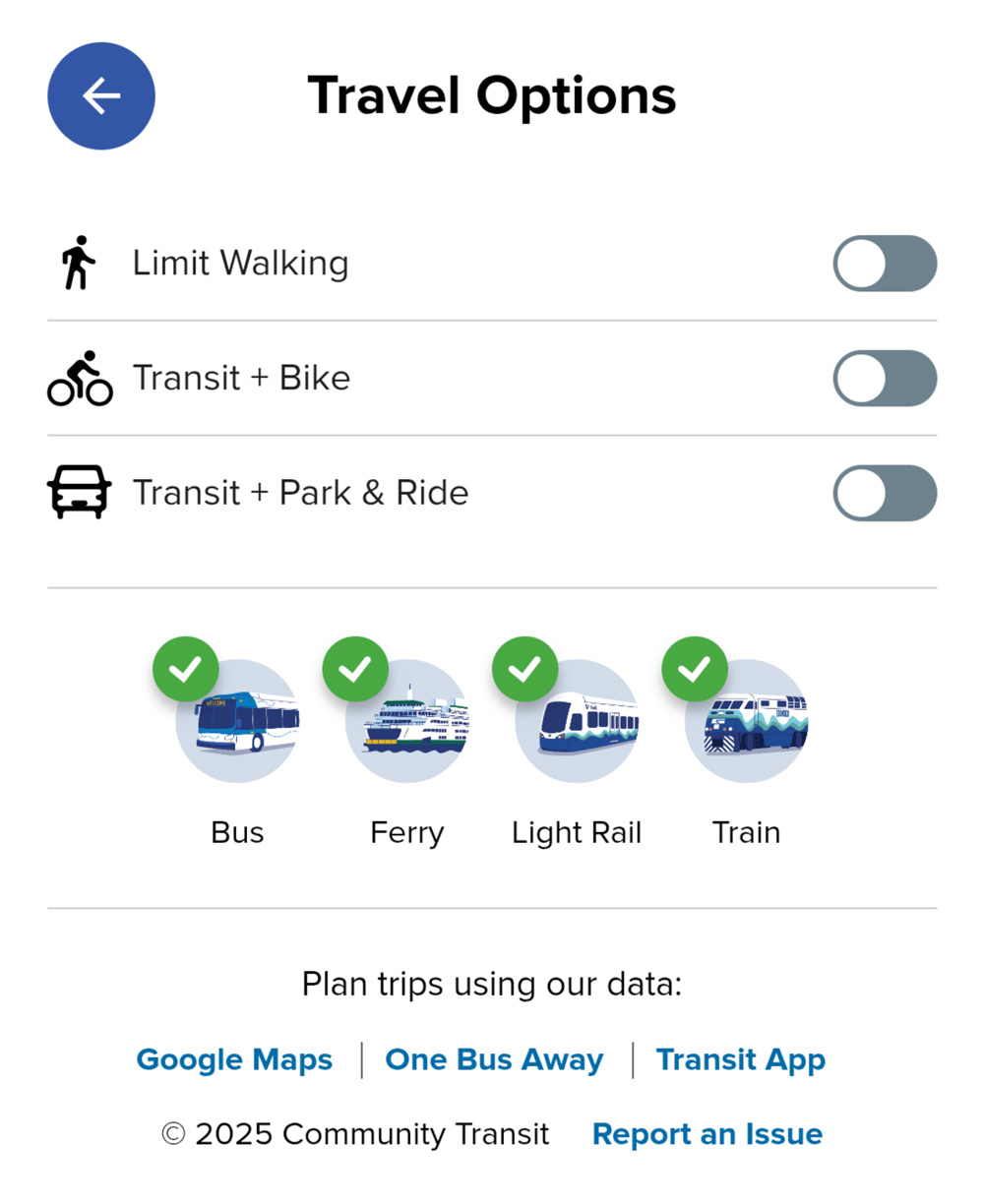 Plan My Trip customization options