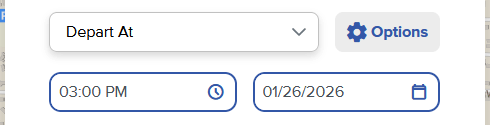 an example screenshot showing what the fields for setting a specific travel date and time look like