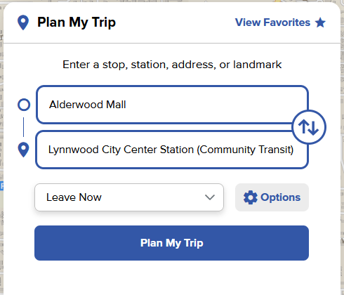 Plan My Trip input field boxes