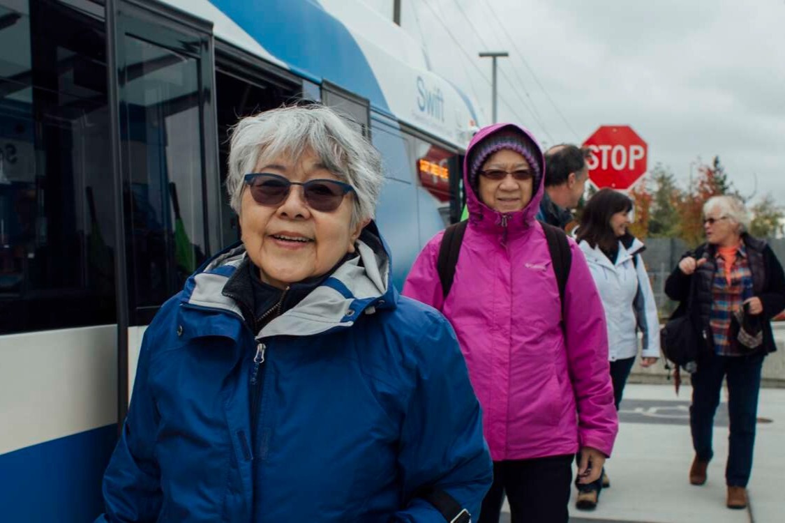 Older Adult riders getting into Community Transit bus