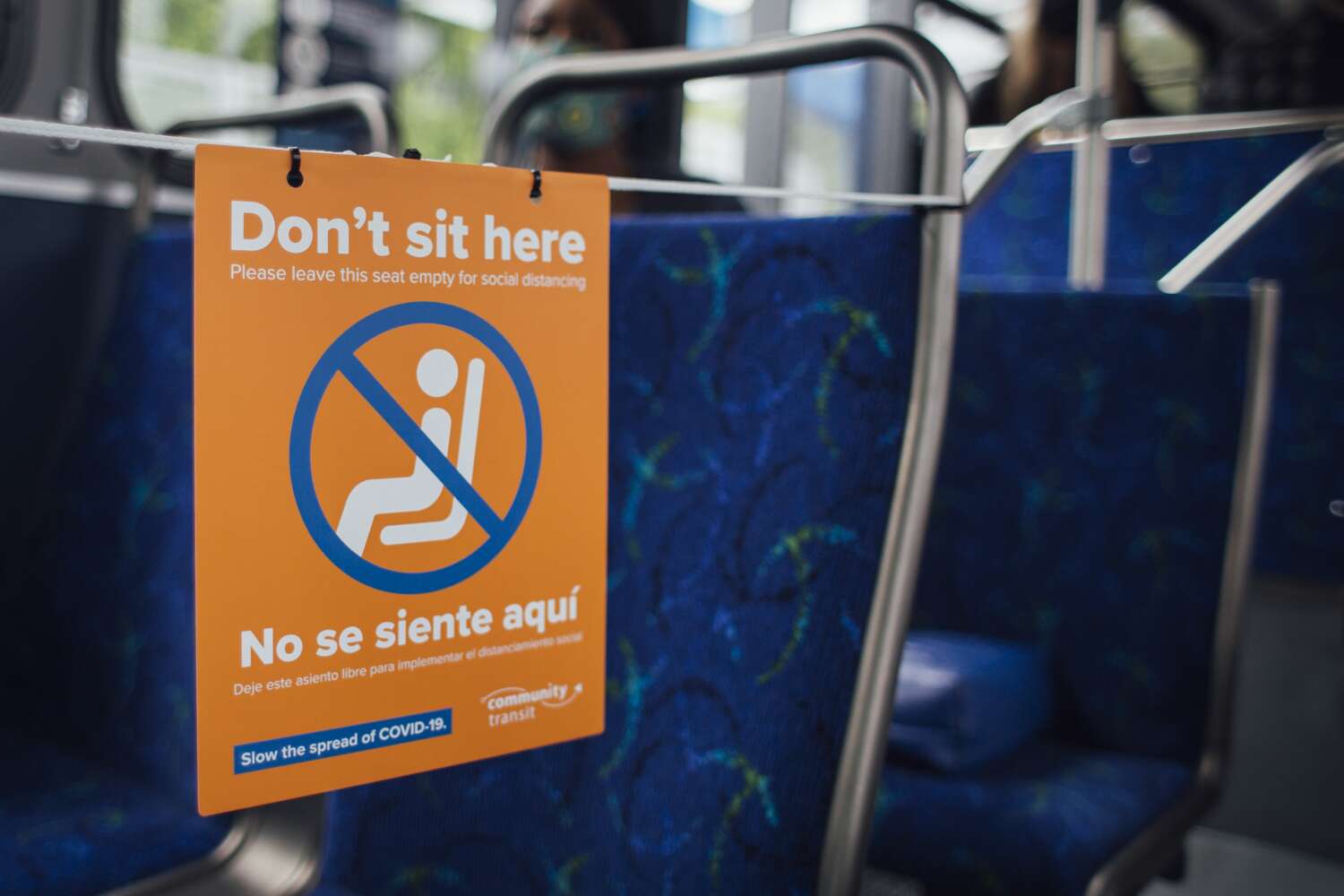 Do not sit here sign on Community Transit bus