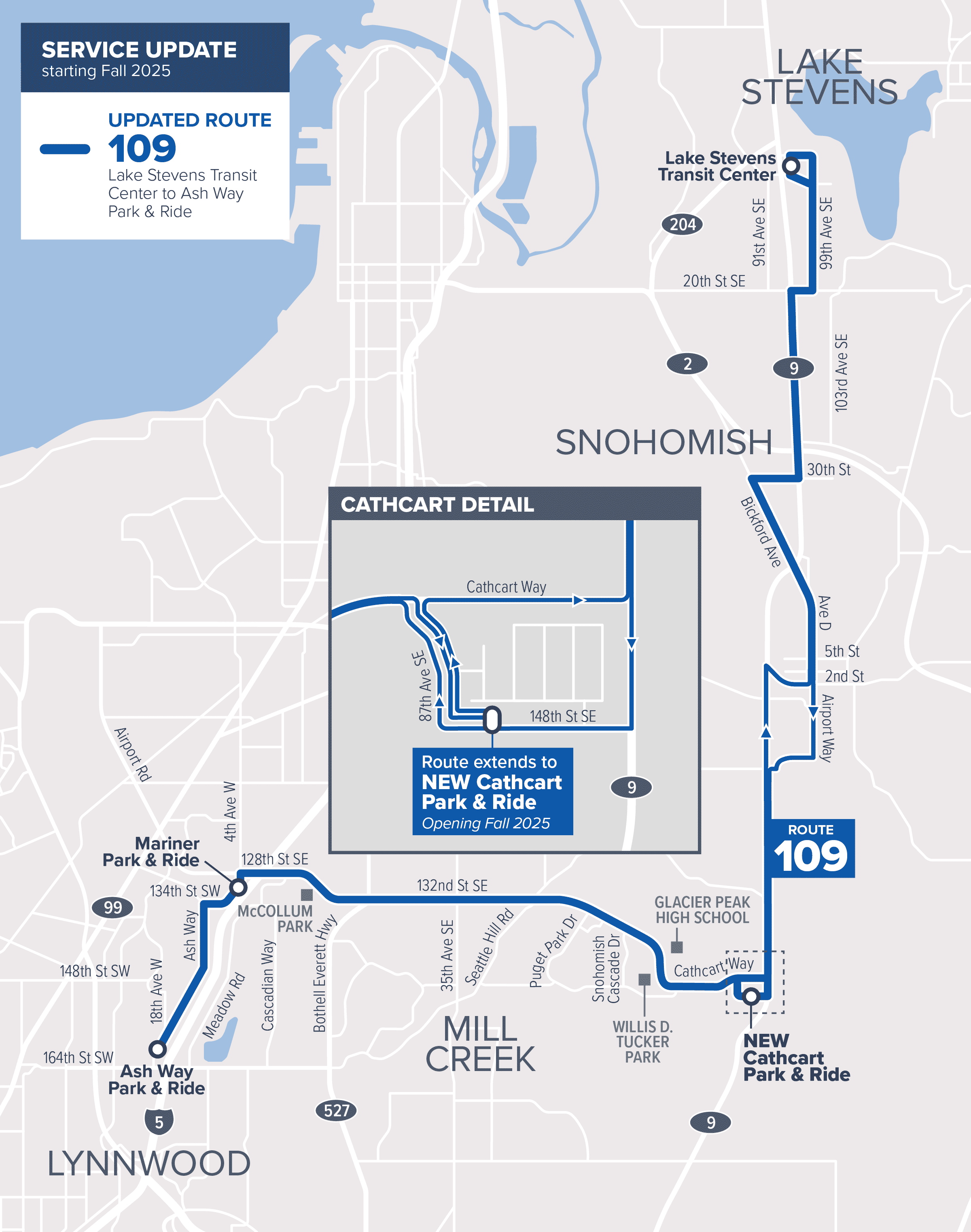 August 30 Route 109 service change map