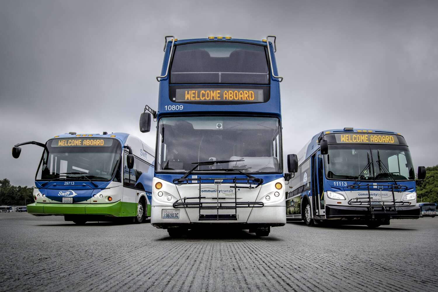 Community Transit Buses ready to go