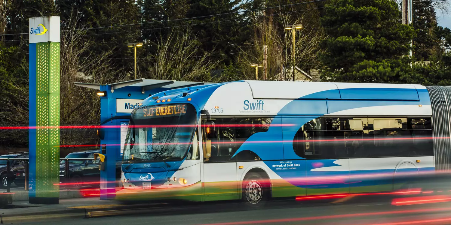 Community Transit Sift bus at a bus stop