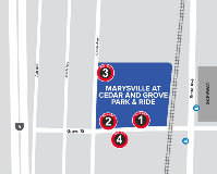 Map of Marysville at Cedar and Grove Park & Ride