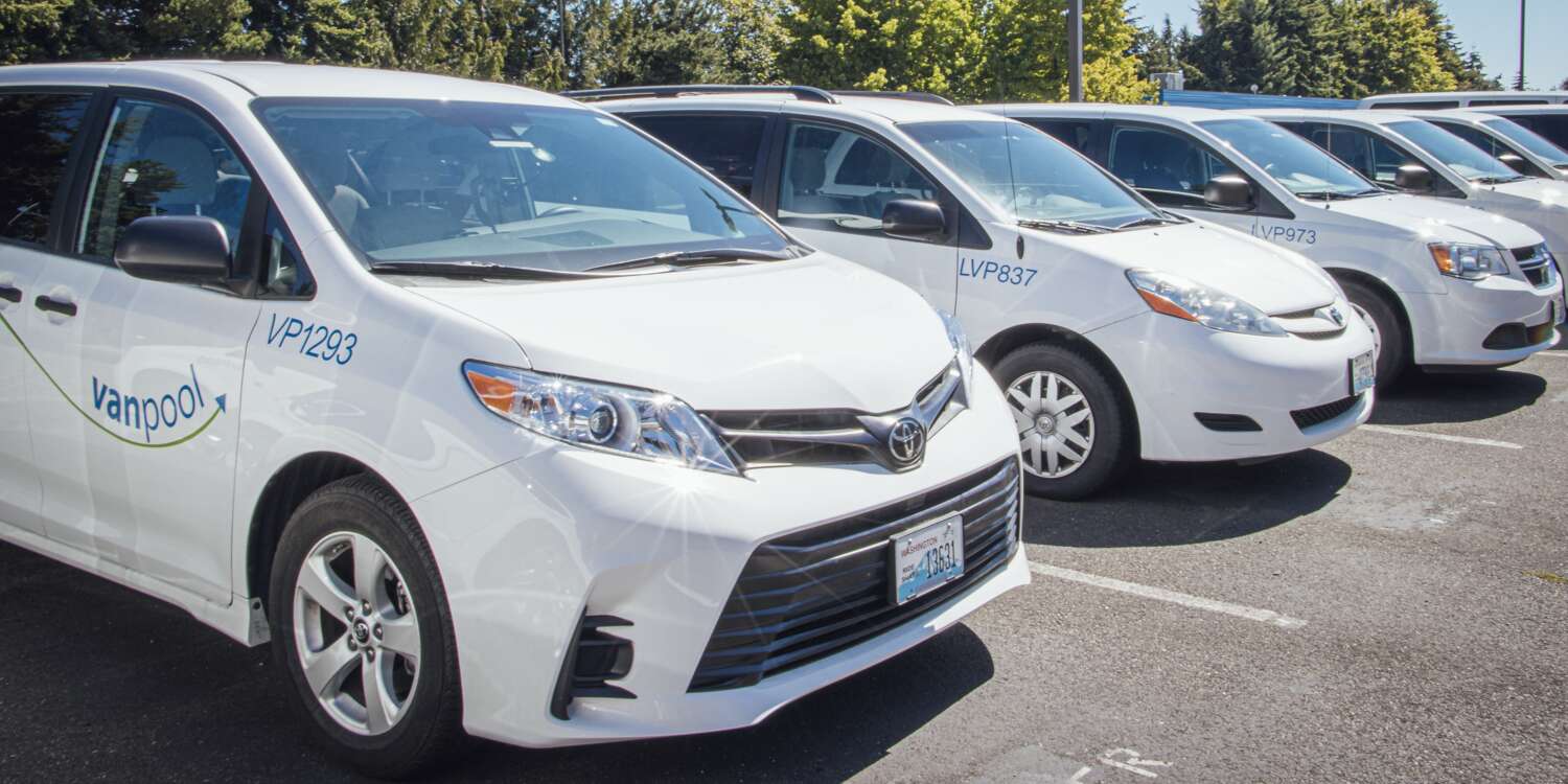 Community Transit Vanpool vans in a parking lot