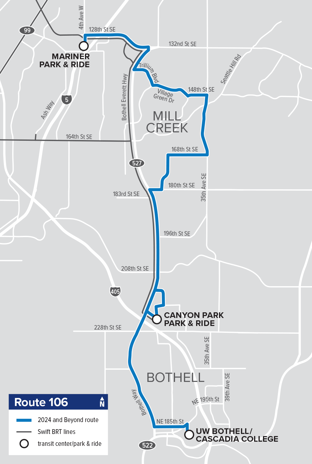 Route 106: Mariner - Bothell (increased frequency)