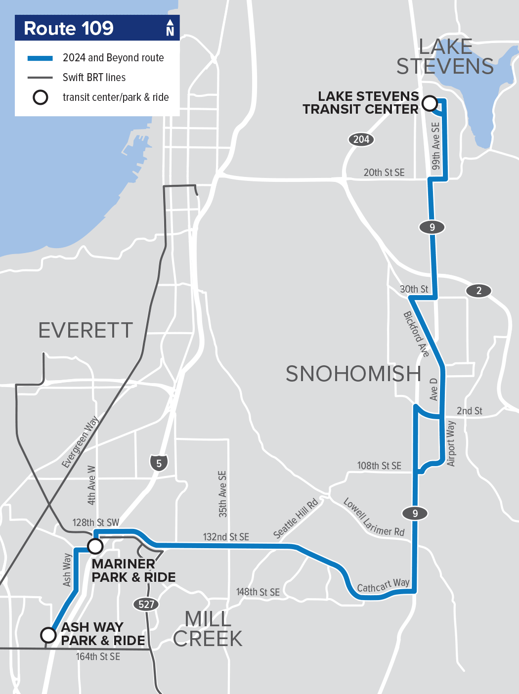 Route 109: Lake Stevens – Ash Way (new route)