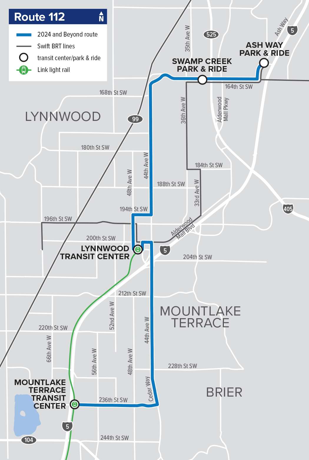 Route 112: Ash Way – Mountlake Terrace (increased frequency)