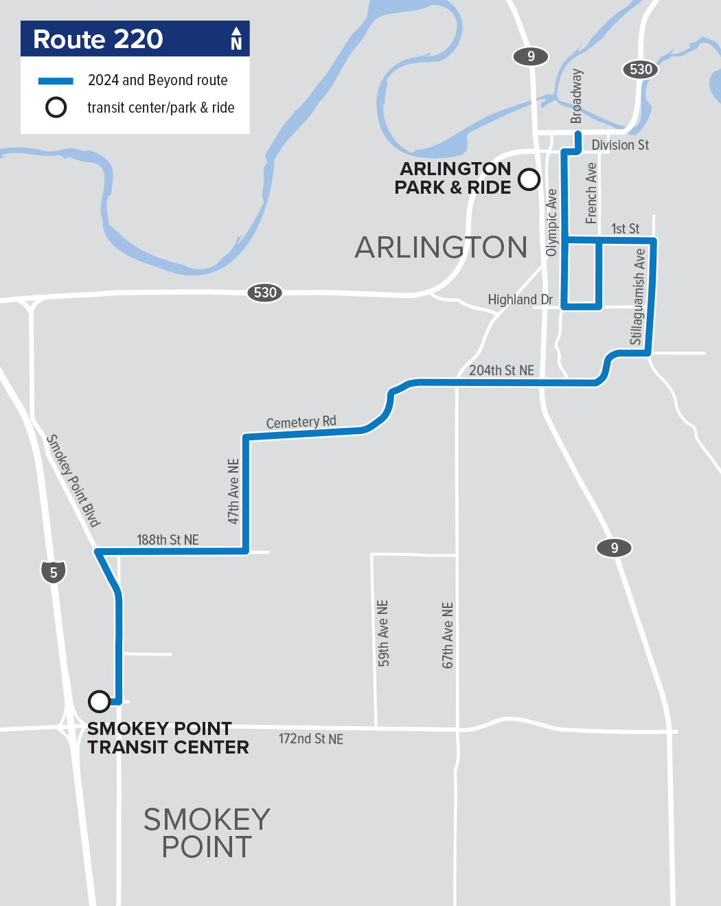 Route 220: Arlington – Smokey Point (no changes)