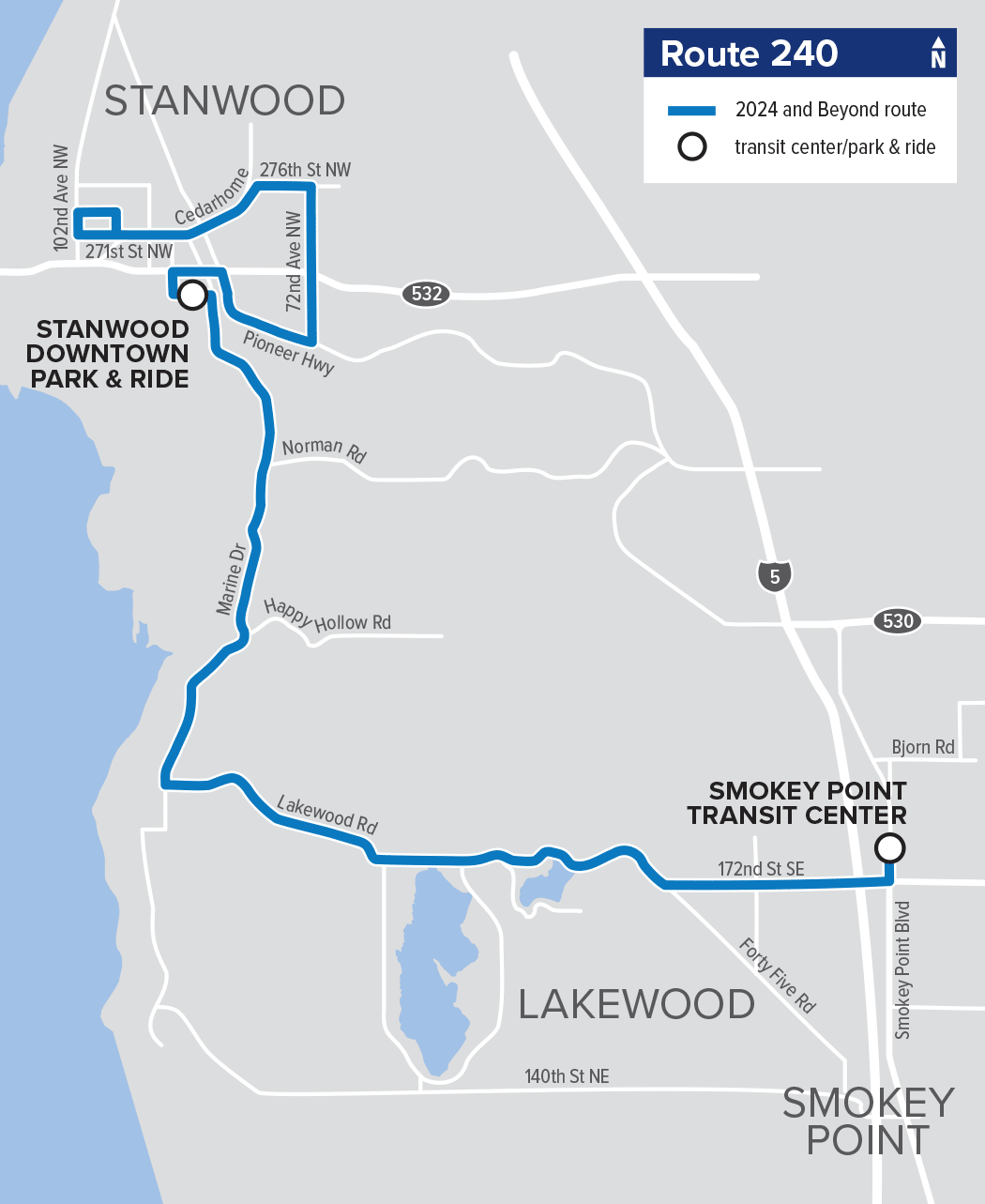 Route 240: Stanwood – Smokey Point (no changes)