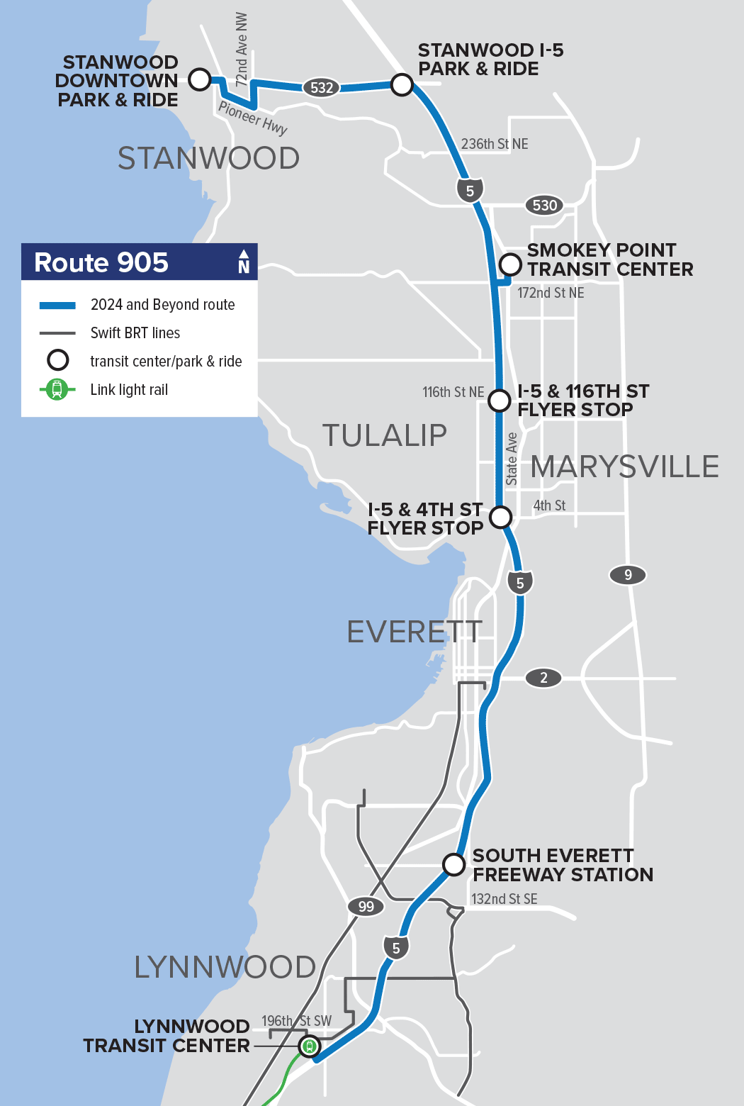 Route 905: Stanwood – Lynnwood (new route)