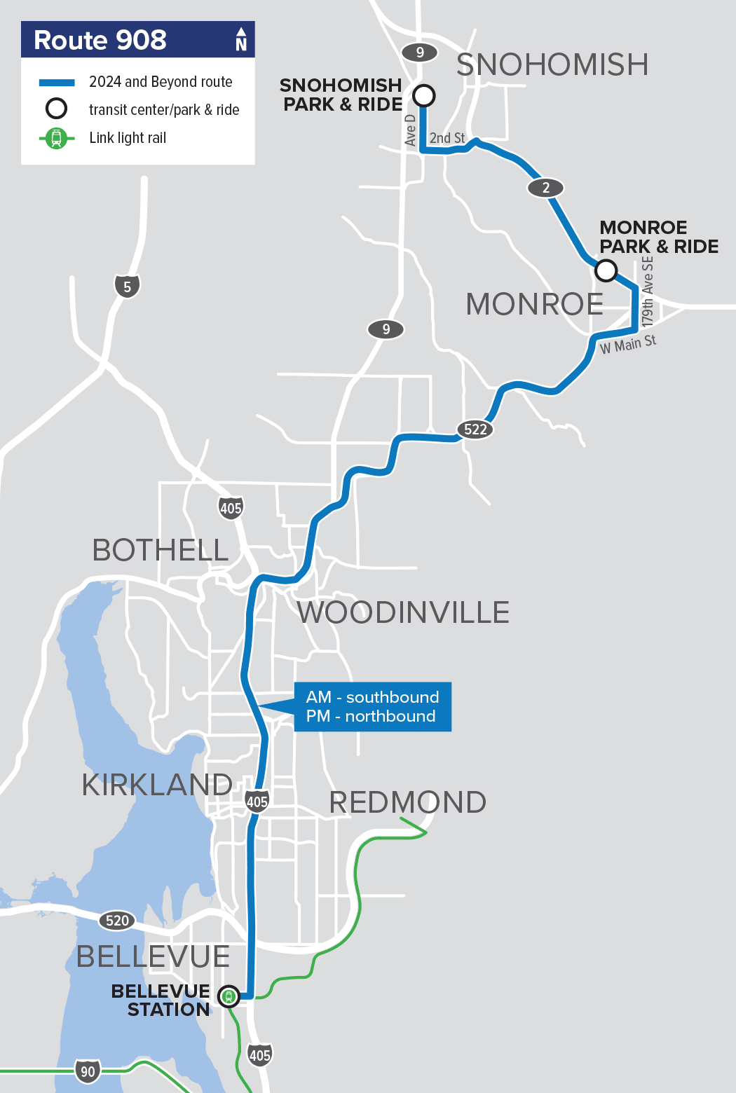 Route 908 – Snohomish – Bellevue (new route)
